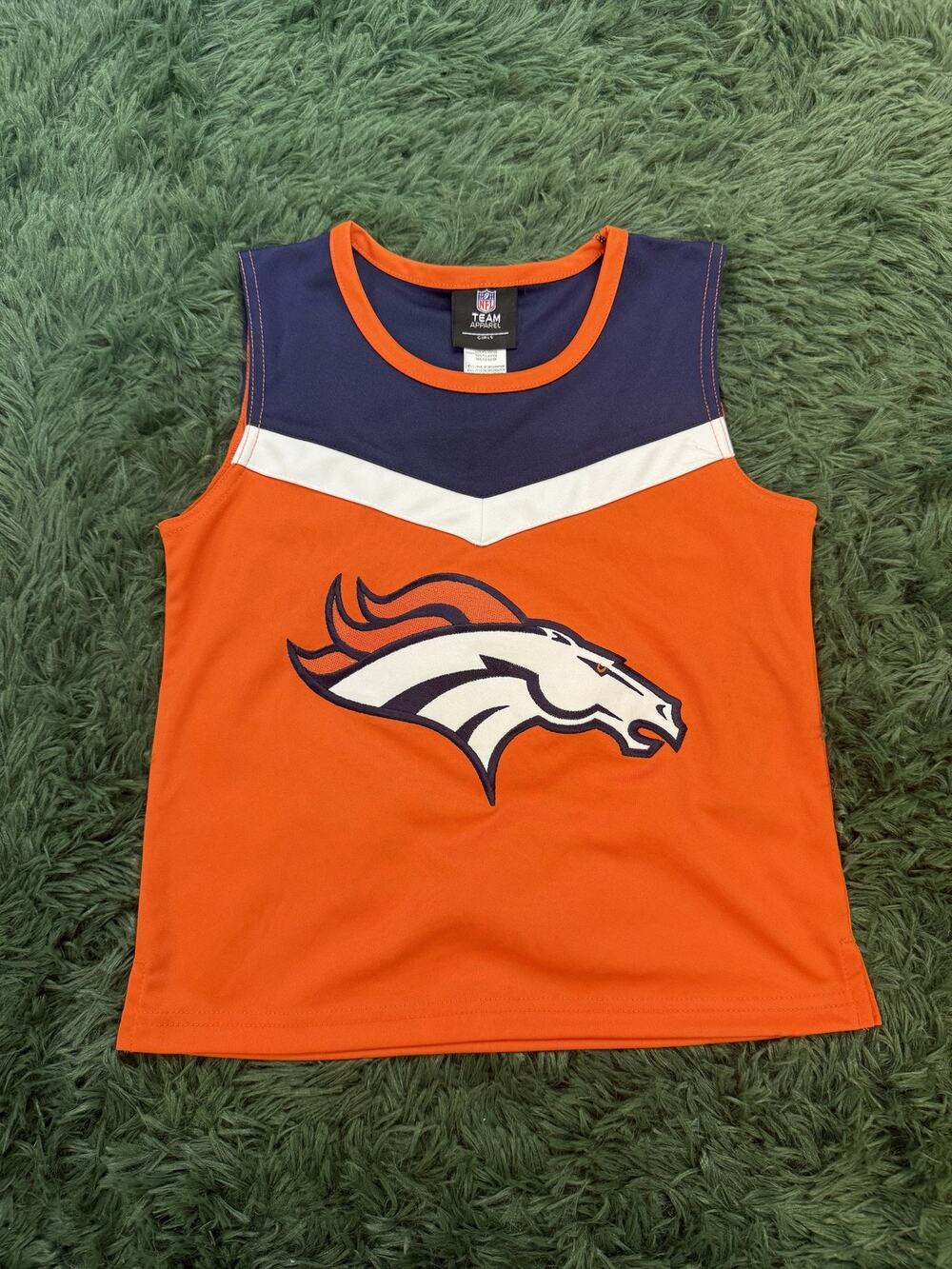 NFL Team Apparel Girls Medium 10/12 Denver Broncos Orange Navy Tank Top